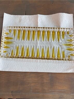 "Carola Yellow" pattern made by Walther Glas during the 1970s glass tray